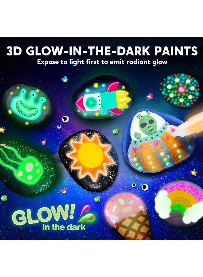 Klever Rock Painting Kit for Kids Glow In The Dark Rock Set DIY Arts Crafts Toys for Kids Birthday Party Gifts Toys Creative Fun Activities Art Kit - Image 3